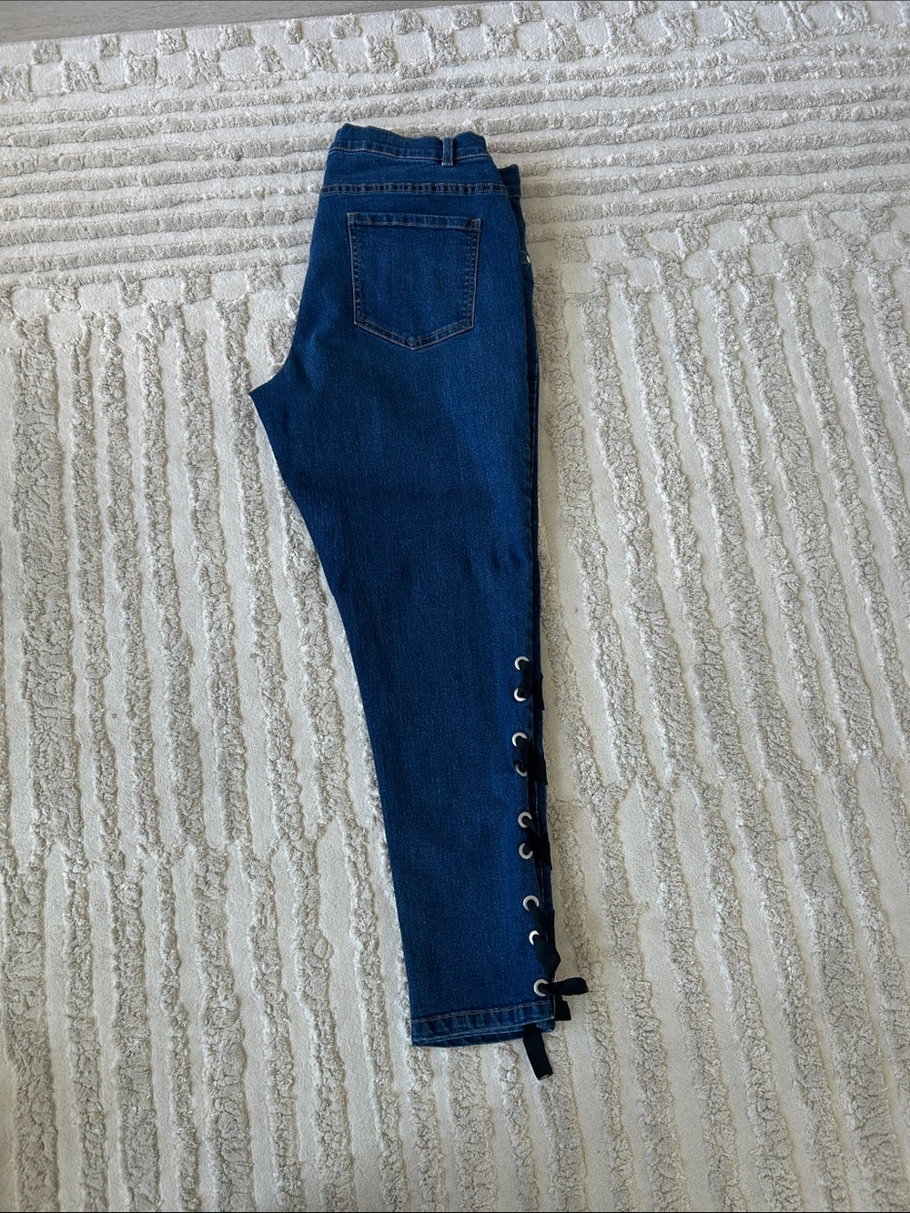VENUS Dark Blue Skinny Jeans with Side Lace-Up